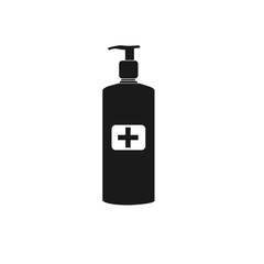 Disinfection. Hand sanitizer bottle icon, washing gel. Vector illustrationDisinfection. Hand sanitizer bottle icon, washing gel. Vector illustration