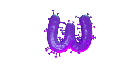3d coronavirus covid19 letters, letter W creative typography