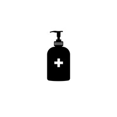 Disinfection. Hand sanitizer bottle icon, washing gel. Vector illustrationDisinfection. Hand sanitizer bottle icon, washing gel. Vector illustration