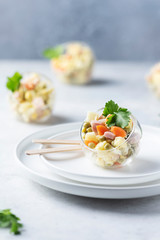 Traditional Russian salad Olivier