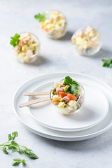 Traditional Russian salad Olivier