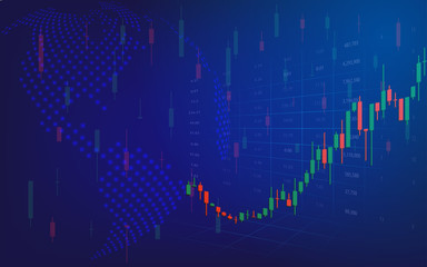 Stock market graph or forex trading chart for business and financial concepts, reports and investment background.