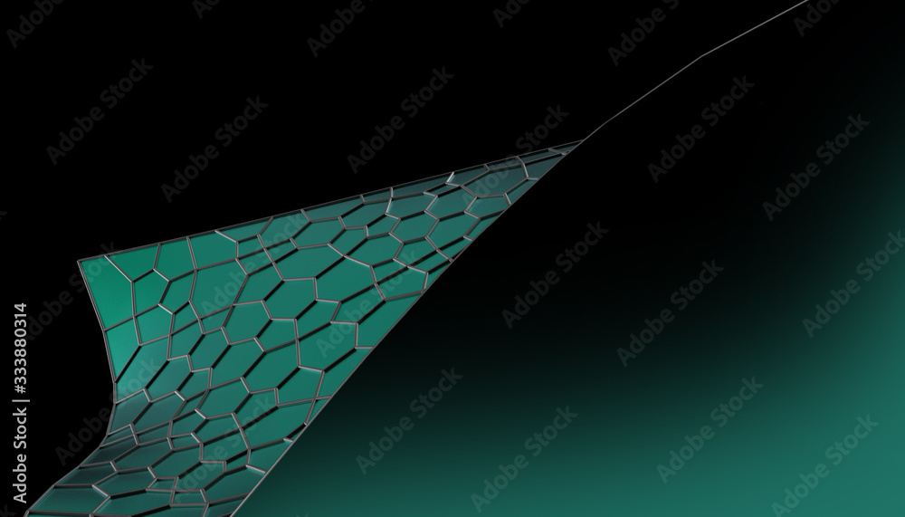 Wall mural Technology and Internet social network concepts With modern geometric Art and connectivity of the world  background on Blue - Green.futuristic New Connection - 3d rendering