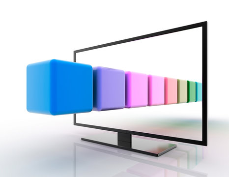 Three Dimensional TV Abstract Illustration, Technology Concepts. Original 3d Rendering