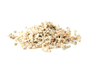 Pile of Adlay millet ( pearl millet or Job's tears ) isolated on white background.