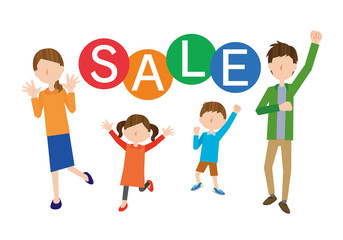 家族　ファミリー　ジャンプ　跳ねる　跳ぶ　セール　楽しい　嬉しい