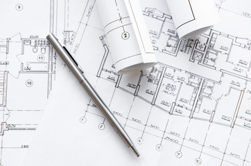 Architect workplace top view