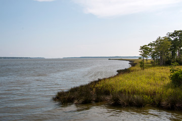 Weeks Bay Fish River wildlife preserve Park marsh meadows and forests around Bay in Alabama