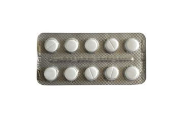 pack of pills on white background