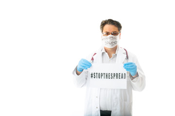 Virus Pandemic - a doctor encourages community to isolate COVID-19