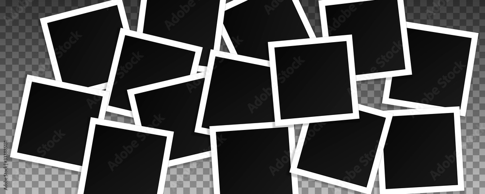 Wall mural set of square vector photo frames. collage of realistic frames isolated on transparent background. t
