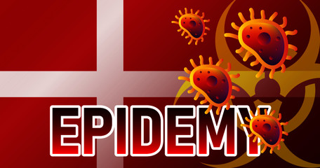 Virus attack on Denmark  viruses or bacteria danger, medical industry problems concept