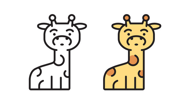 Cartoon giraffe icon in a modern flat style. Simple wildlife vector illustration.