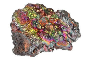 iridescent goethite from Tharsis, Spain isolated on white background