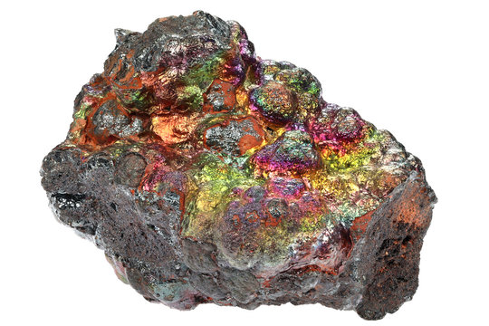 iridescent goethite from Tharsis, Spain isolated on white background