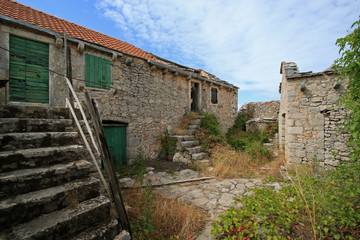 Obraz premium Humac, ghost village, abandoned village on Hvar island, Croatia
