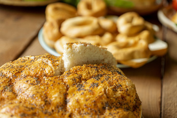 Fresh baked local bread made by peasants in the old villages in Romania and Moldova