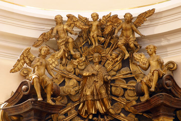 Saint Aloysius Gonzaga Surrounded by Angels, St. Aloysius Gonzaga Altar in the Franciscan church of...