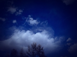 Fototapeta premium Spring sky with clouds, sun, in different color options.