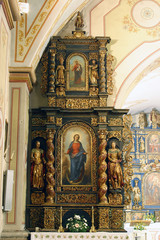 Fototapeta na wymiar The Altar of the Immaculate Conception of the Virgin Mary at church of St. Barbara in Vrapce, Zagreb, Croatia