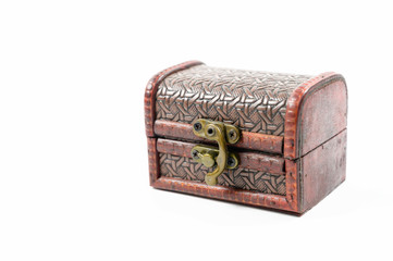 Mini treasure chest on a white background