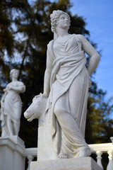 Statues. Architecture of Archangelskoye public park in Moscow region, Russia.