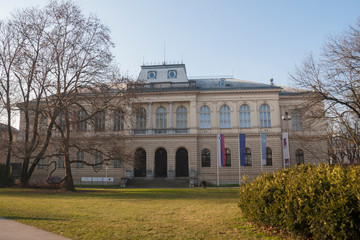 Slovenian Museum of Natural History in Ljubljana, Slovenia. Exterior of the museum building and important landmark.