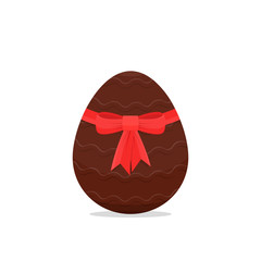 Vector Easter chocolate isolated egg with red bow.