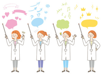 若い女性医師　白衣　表情セット