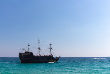 Fototapeta premium Ayia Napa, Cyprus - September 11, 2019: Tourist ship 