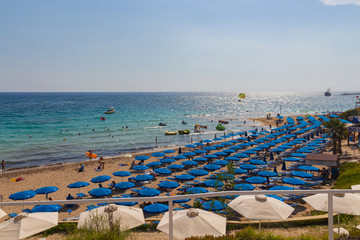 Obraz premium Ayia Napa, Cyprus - September 11, 2019: The cyprian beach during summer