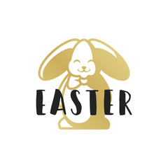 Obraz premium Easter greeting card text template and badge vector design element.