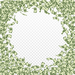 Indian rupee notes falling. Small INR bills on tra