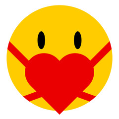 Mouth heart mask icon, safety breathing symbol isolated on white background, vector illustration