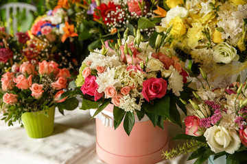 Arrangement of fresh flowers bouquets . Flower delivery