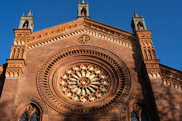 Facade of San Marco church in Milan, Italy
