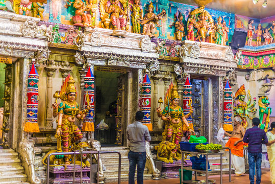Interior of Sri Veeramakaliamman Temple in Singapore