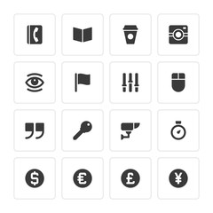 Flat icons vector set and long shadow effect for web design