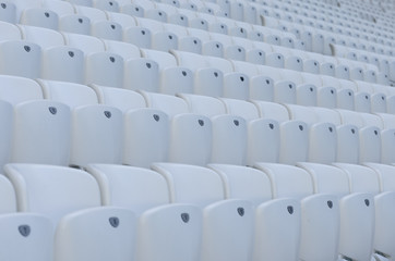 Fototapeta premium Empty white seats in the stadium before the match