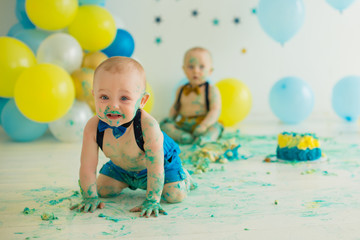 twin Smash cake for two boy