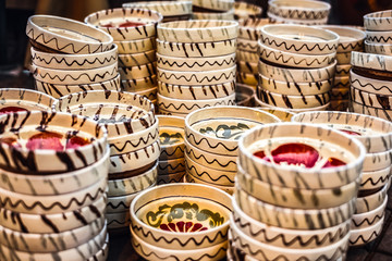 Traditional Romanian handmade ceramics market at the potters fair from Sibiu, Romania