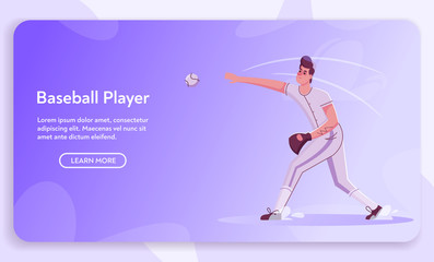 Baseball player is training. Character design. Cartoon flat illustration