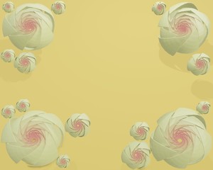 3d paper rose flowers - abstract background