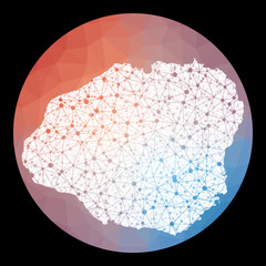 Vector network Kauai map. Map of the island with low poly background. Rounded Kauai illustration in technology, internet, network, telecommunication concept style. Astonishing vector illustration.