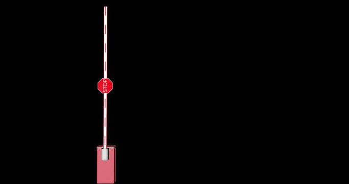 3d animation of the working barrier. Passing cars. Road barrier