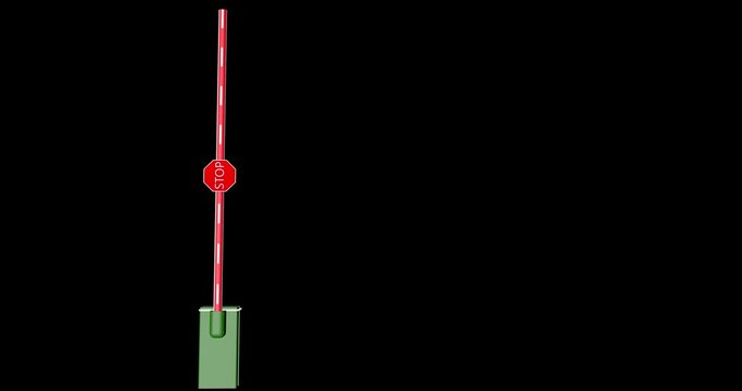 3d animation of the working barrier. Passing cars. Road barrier
