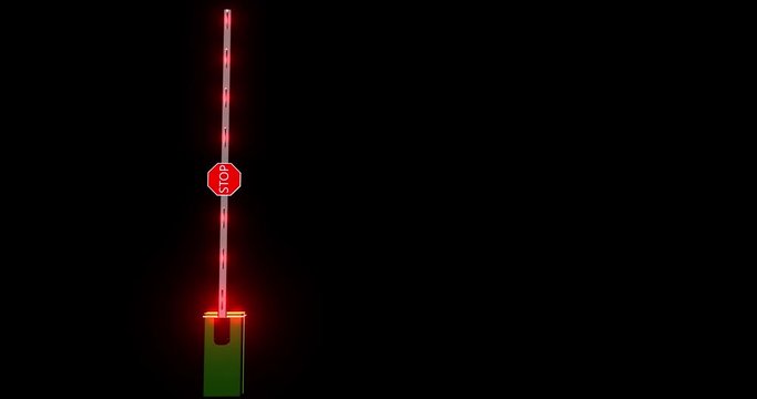 3d animation of the working barrier. Passing cars. Road barrier