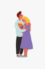 happy family hugging together - father mother baby