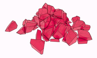 A bunch of pink stones. 3D illustration