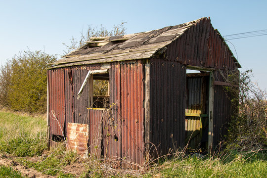 Derelict falling down shed